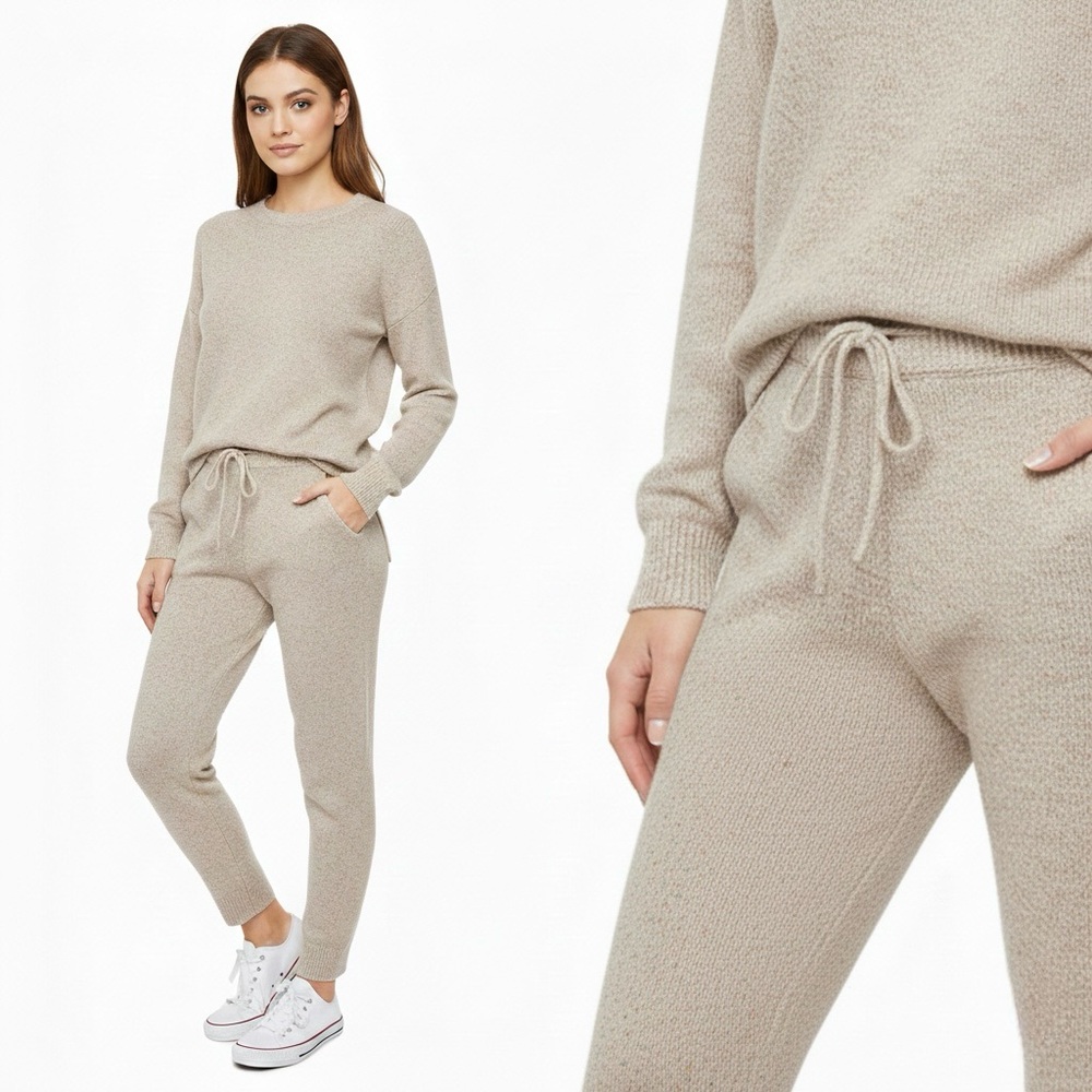 JoosTricot Silk Blend Joggers Knit Pants XS Lounge Cotton Linen Silk Noi…